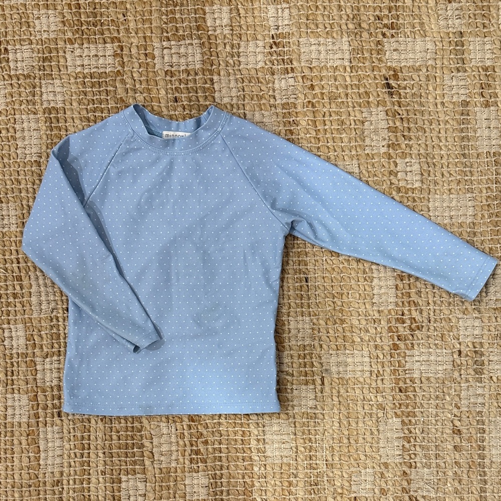 Minnow Light Blue Polka Dot rashguard 3/4T